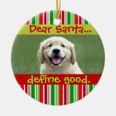 かわいい猫や犬ペットのクリスマスフォトオーナメント セラミックオーナメント (正面)