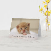 かわいい猫ようこそ世界へベビーグリーティングカード カード (黄色い花)