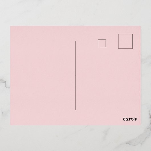 かわいい猫をテーマにしたキッズピンクの誕生日パーティーホイルインヴィ 箔招待状ポストカード (裏面)