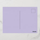 かわいい猫をテーマにしたキッズ紫色の誕生日パーティーのホイル 箔招待状ポストカード (裏面)