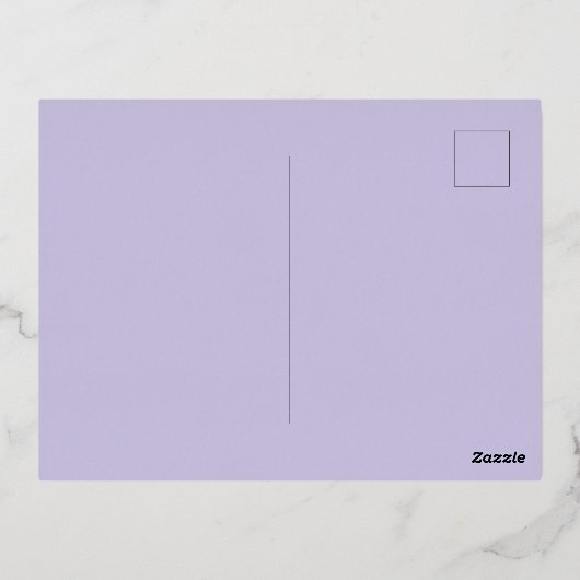 かわいい猫をテーマにしたキッズ紫色の誕生日パーティーのホイル 箔招待状ポストカード (裏面)