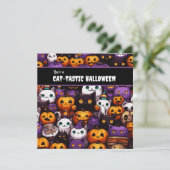かわいい猫をテーマにしたハロウィンパーティー シーズンカード (スタンド正面)