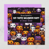 かわいい猫をテーマにしたハローウィンパーティ 招待状 (正面/裏面)