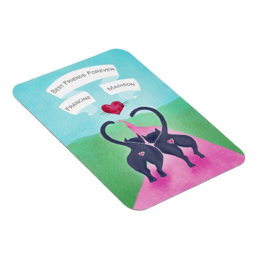 かわいい猫をテーマにしたパーソナライズされた友人バレンタイン マグネット (右側)