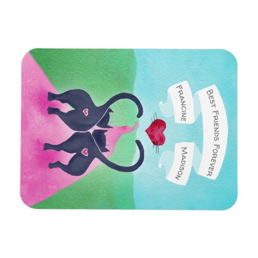 かわいい猫をテーマにしたパーソナライズされた友人バレンタイン マグネット (横)