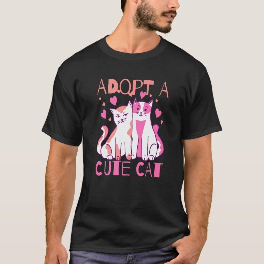 かわいい猫を迎え入れよう Tシャツ (正面)