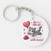 かわいい猫を追いかける価値のあるスーツ、愛 キーホルダー (正面)