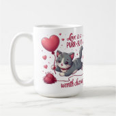 かわいい猫を追いかける価値のあるスーツ、愛 コーヒーマグカップ (左)