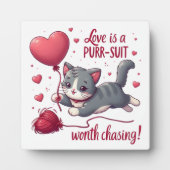 かわいい猫を追いかける価値のあるスーツ、愛 フォトプラーク (正面)