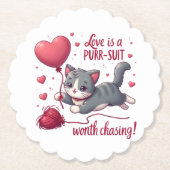 かわいい猫を追いかける価値のあるスーツ、愛 ペーパーコースター (正面)