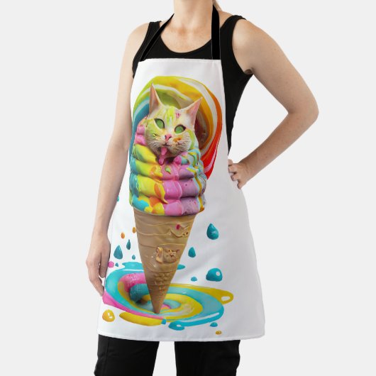 かわいい猫アイスクリームコーンカラフル エプロン (インサイチュ)