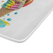 かわいい猫アイスクリームコーンカラフル カッティングボード (角)