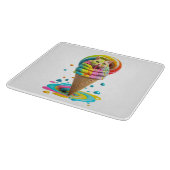 かわいい猫アイスクリームコーンカラフル カッティングボード (角)