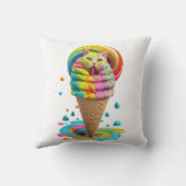 かわいい猫アイスクリームコーンカラフル クッション (裏面)