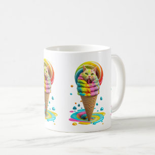 かわいい猫アイスクリームコーンカラフル コーヒーマグカップ