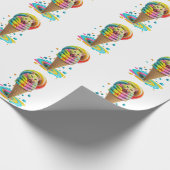 かわいい猫アイスクリームコーンカラフル ラッピングペーパー (角)