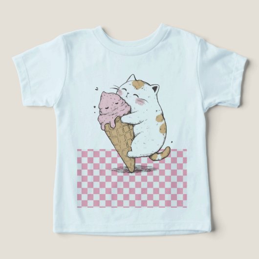 かわいい猫アイスクリームコーントドラーTシャツ (デザイン正面)