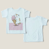 かわいい猫アイスクリームコーントドラーTシャツ (デザイン正面&裏面)