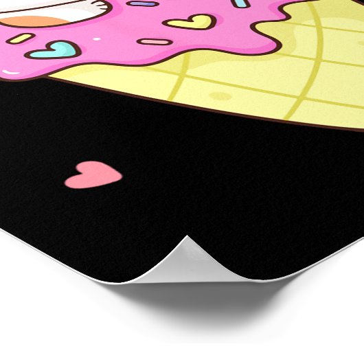 かわいい猫アイスクリームシャツアニメかわいいキッズギ10代のギ ポスター (角)