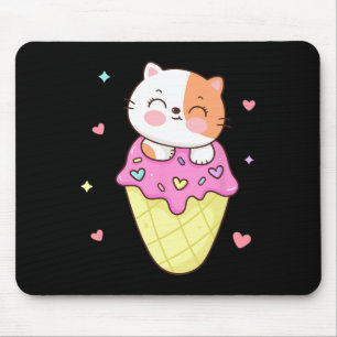 かわいい猫アイスクリームシャツアニメかわいいキッズギ10代のギ マウスパッド