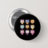 かわいい猫アイスクリームスイーツフードオーバー 缶バッジ (正面&裏面)