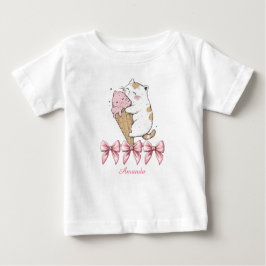 かわいい猫アイスクリーム、名前Tシャツ ベビーTシャツ
