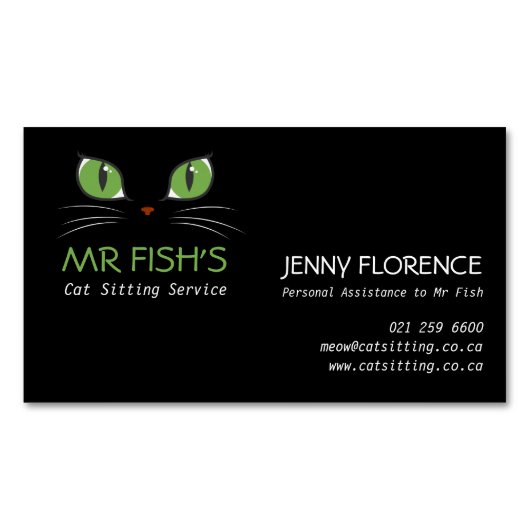 かわいい猫アイペットケア猫ビジネス マグネット名刺 (正面)