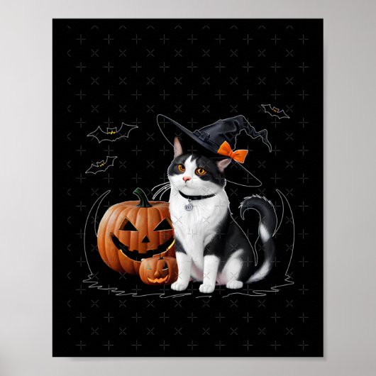 かわいい猫アットハローウィンパーティシール ポスター (正面)