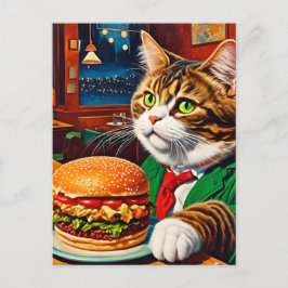 かわいい猫アットヴィンテージディナーチーズバーガー ポストカード
