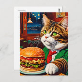 かわいい猫アットヴィンテージディナーチーズバーガー ポストカード (正面/裏面)