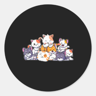 かわいい猫アニメかわいい日本のオタク猫ギフトを ラウンドシール