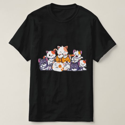 かわいい猫アニメかわいい日本のオタク猫ギフトを Tシャツ (デザイン正面)