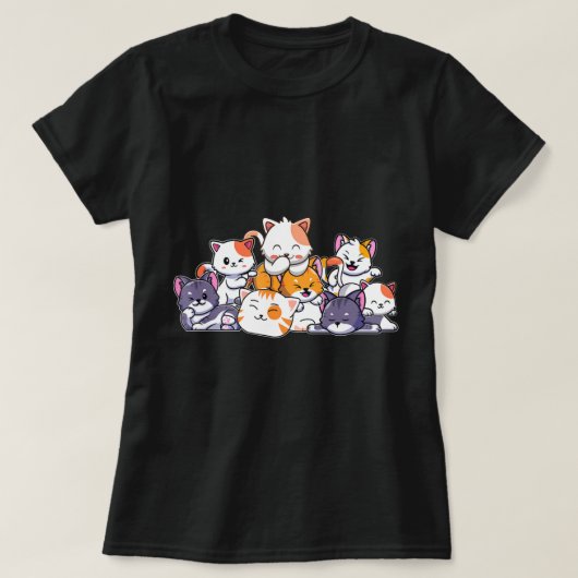 かわいい猫アニメかわいい日本のオタク猫ギフトを Tシャツ (デザイン正面)