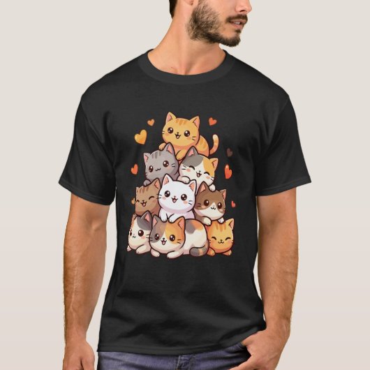 かわいい猫アニメかわいい猫 Tシャツ (正面)