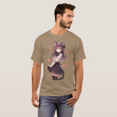 かわいい猫アニメの女の子の家族 Tシャツ (正面フル)