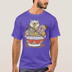 かわいい猫アニメ日本のラーメン Tシャツ