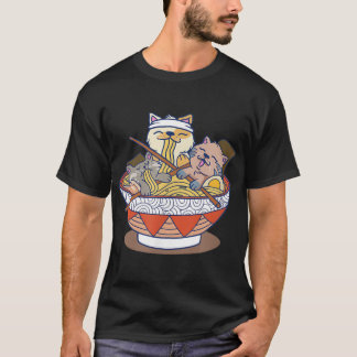 かわいい猫アニメ日本のラーメン Tシャツ