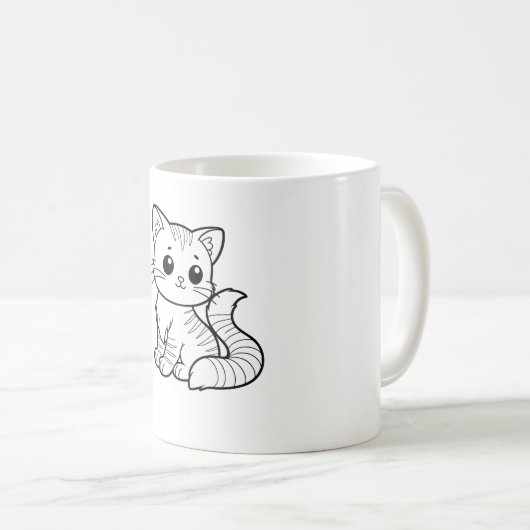 かわいい猫アートデザイン コーヒーマグカップ (正面右)