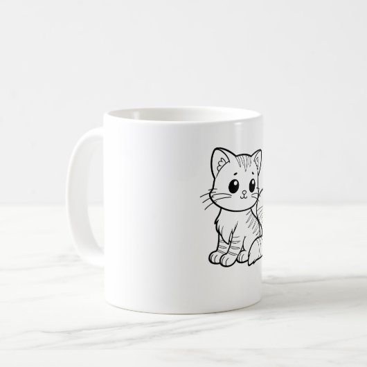 かわいい猫アートデザイン コーヒーマグカップ (正面左)