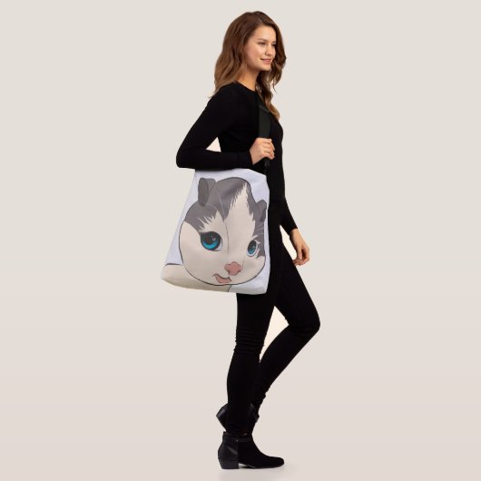 かわいい猫アート子猫トート財布 クロスボディバッグ (モデル)