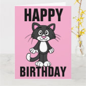 かわいい猫アート誕生日グリーティングカード カード (黄色い花)