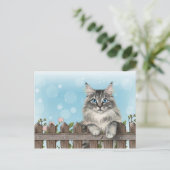 かわいい猫アート キッテン 面白い動物 ネコ シーズンポストカード (スタンド正面)