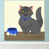 かわいい猫イラストレーション キャンバスプリント (インサイチュ (ウッドフロア))