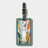 かわいい猫イラストレーション ラゲッジタグ (正面縦)