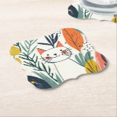 かわいい猫インアガーデンイラストレーション ペーパーコースター (アングル)