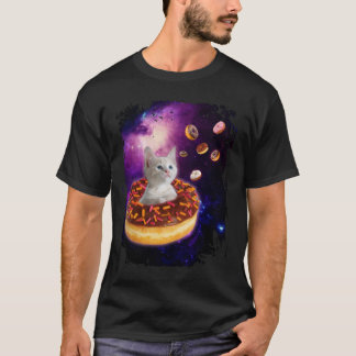 かわいい猫インサイドドーナツ宇宙 Tシャツ