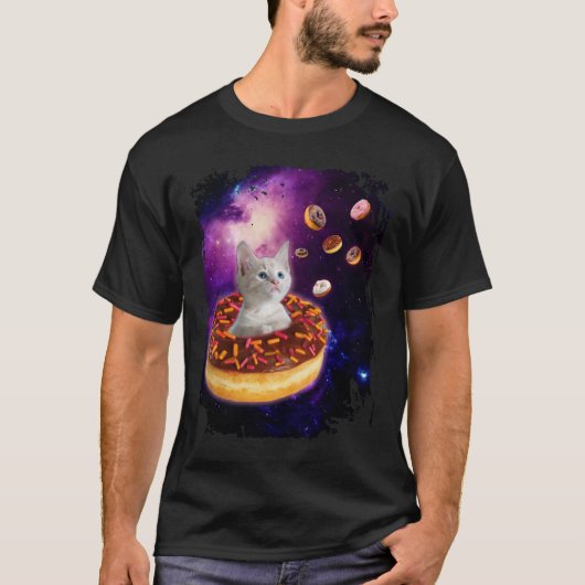 かわいい猫インサイドドーナツ宇宙 Tシャツ (正面)