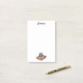 かわいい猫エイリアン&UFO宇宙船名前をカスタムする ポストイット (デスク上)