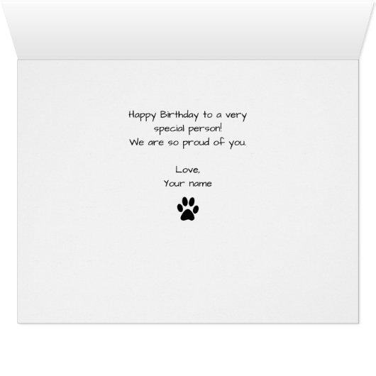 かわいい猫エクストララージ誕生日カード (内部横(下))