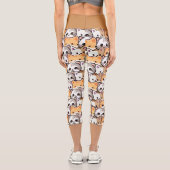 かわいい猫オレンジキッテンpet継ぎ目なしパターン カプリレギンス (裏面)